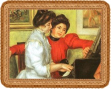 Yvonne and Christine Lerolle Playing the Piano (1897) Pierre-Auguste Renoir, Muse de l'Orangerie, Paris, France.